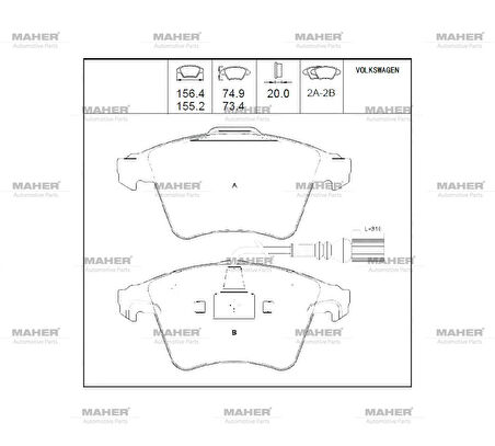 FREN BALATA TOUAREG 2002-2010 / Q7 2006-2015 / CAYENNE 2002-2010 (FİŞLİ 313MM) ÖN 7L6698151B
