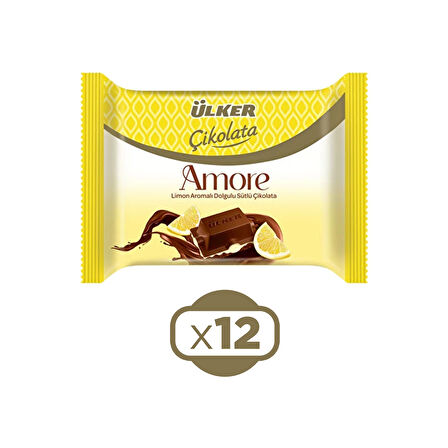 Ülker Amore Limon Aromalı Dolgulu Sütlü Çikolata 54 Gr x 12 Adet