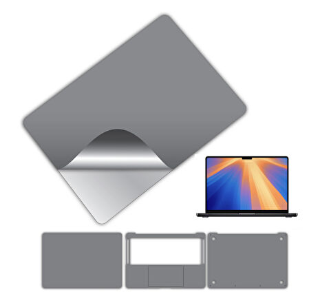 Macbook pro 14 inç 360 kaplama koruma sticker çizilmez film kaplama m1 m2 m3 m4 serisi UZAY GRİSİ