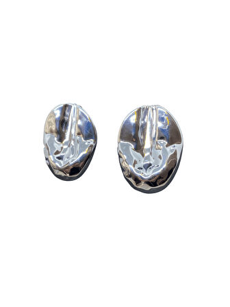 Organik Formlu Parlak Gümüş Renk Şık 316L Hafif Çelik Küpe | Özel Günler, Modern ve Şık Tasarım