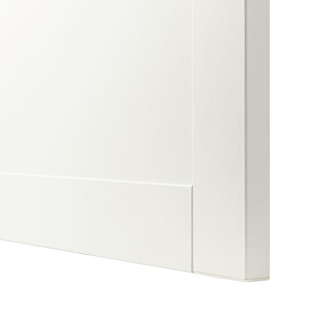 Tv ünitesi, beyaz-şeffaf cam, 240x42x129 cm, HANVIKEN/SINDVIK, çıt çıt raylı