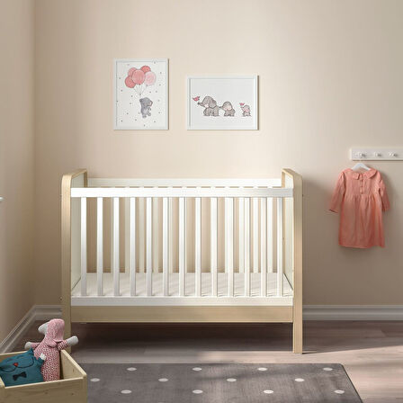 Bebek karyolası, huş-beyaz, 60x120 cm