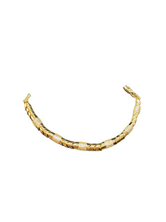 Altın Renk VIP Model Taş ve Yuvarlak Tasarım 316L Çelik Kadın Bileklik | Parlak ve Şık Hediye