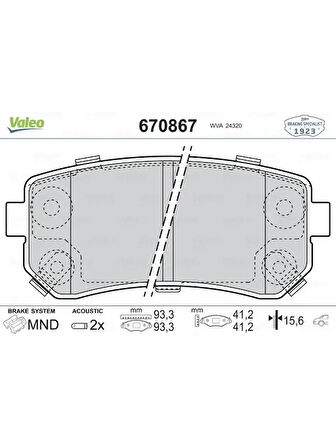 ARKA FREN BALATASI HYUNDAI ACCENT ERA 06- / I20 08-15 / I30 07-12 / IX20 10- / IX35 10- / SONATA