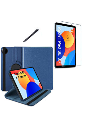 Xiaomi Redmi Pad SE 8.7 Inç Uyumlu 360° Dönebilen Standlı Tablet Kılıfı Ekran Koruyucu ve Kalem Seti
