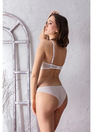 Gallipoli 32061 Çiçekli Sütyen ve Slip Takım - Ekru - 90B