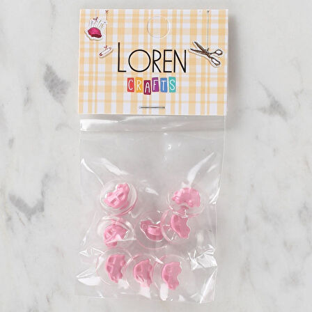 Loren Crafts 8 li Şeffaf Pembe araba Düğme - 249