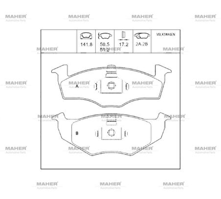 FREN BALATA POLO 1994-2000 / FABIA 1997-2003 17MM ÖN 6N0698151C