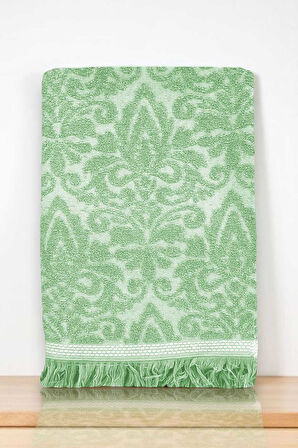 2 Parça Jakarlı Banyo Havlu Takımı &#37;100 Pamuklu 90x150 Cm Arden Yeşil
