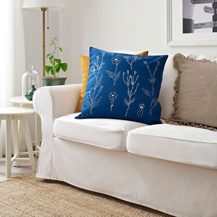 Kırlent kılıfı, mavi, 50x50 cm, nakışlı