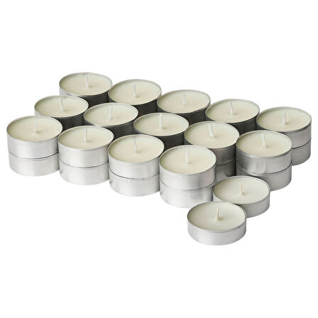 Kokulu tealight mum, kırık beyaz, 3.5 saat, çiğ & yosun