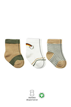 Bistyle 3'Lü Penye Rainbow Soket Çorap BS10113 Nil