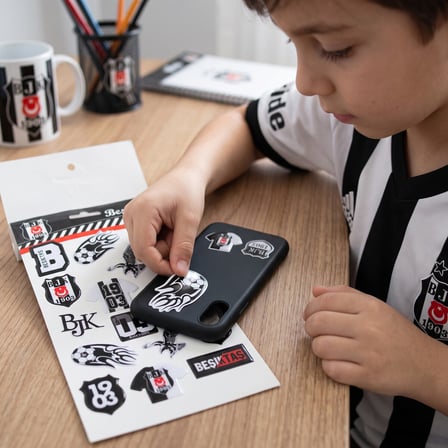 BakGelAl Beşiktaş BJK Lisanslı Kabartmalı Sticker Seti – 3D Taraftar Çıkartmaları Siyah Beyaz