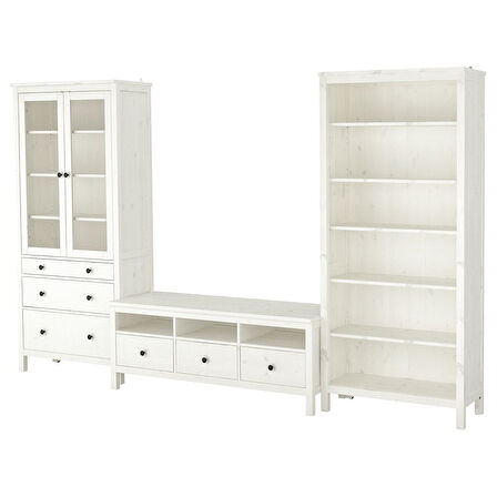 Tv ünitesi, beyaz vernik, 326x197 cm