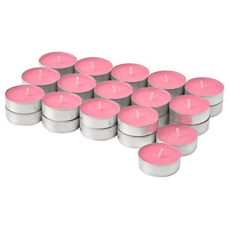 Kokulu tealight mum, parlak pembe, 3.5 saat, 30 adet, çilek