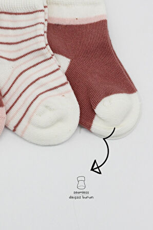 Bistyle 3'Lü Penye Kız Soket Çorap BS10112 Pudra