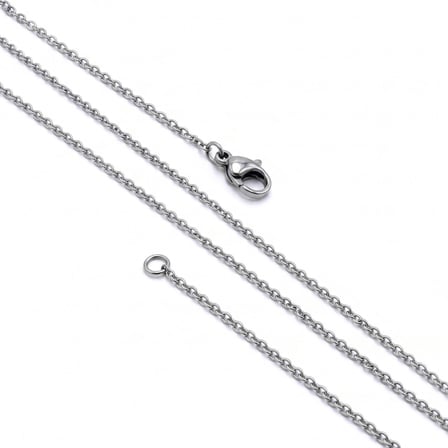 💎 Premium Parlak ve Şık İnce Rulo Halka Tekli Erkek 316L Çelik Kolye 1mm 55cm 3183ECK050 - Gümüş Renk