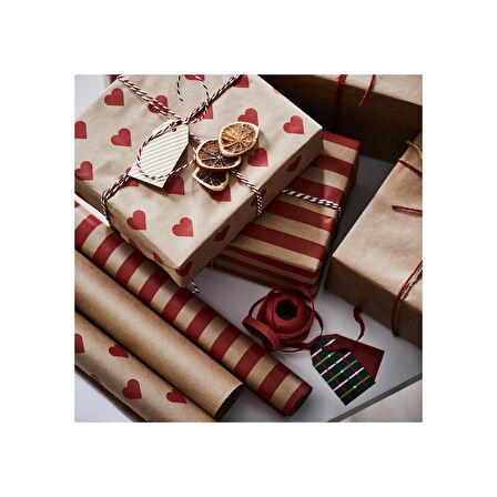 Hediye paketi kağıdı, kahverengi-kırmızı, 3x0.7 m/2.10 m²