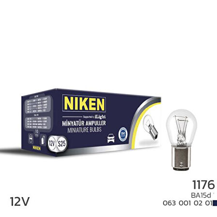 NIKEN 1016 AMPUL DÜZ BA15D P21W/5W 125 10LU (10 ADET)