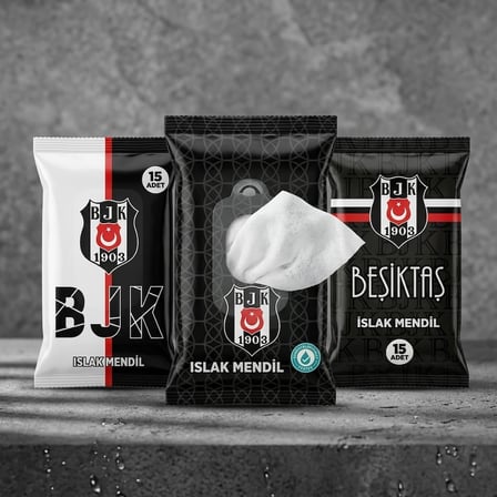 BakGelAl Beşiktaş BJK Lisanslı Islak Mendil – Siyah Beyaz Kara Kartal Taraftar Mendili 1 Adet