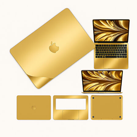 Macbook pro 13 inç 2020 m1 işlemci için 360 full kaplama koruma sticker çizilmez film AYNALI GOLD