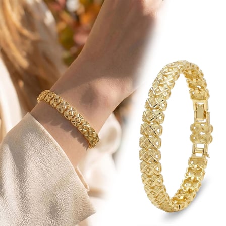 💎 Premium Şık ve Parlak Infinity 24K Gold Kaplama 8 mm Kadın Bijuteri Bileklik 3183KBV5D8 - (~18cm)