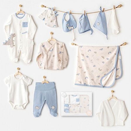 Andywawa AC25911 Newborn Set Dino 10'Lu Hastane Çıkışı Beige