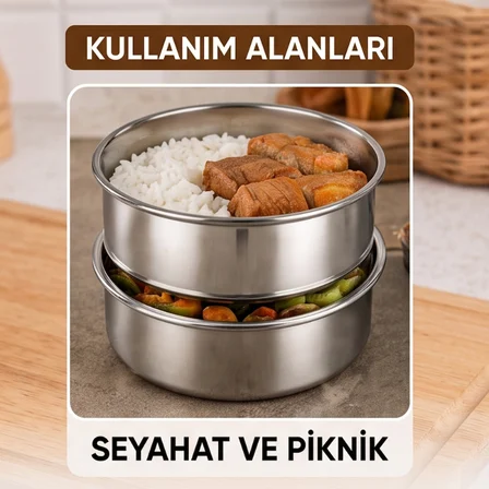 3'lü Metal Sefer Tası - Paslanmaz Çelik - 16 cm