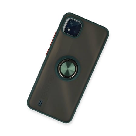 Realme C11 2021 Kılıf Montreal Yüzüklü Silikon Kapak - Yeşil