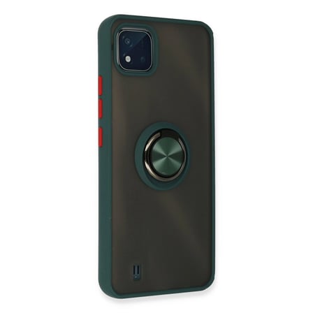 Realme C11 2021 Kılıf Montreal Yüzüklü Silikon Kapak - Yeşil