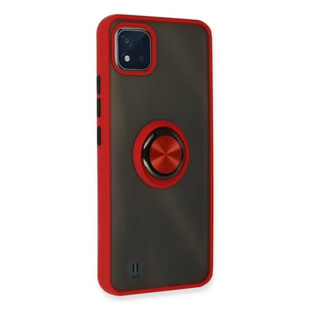 Realme C11 2021 Kılıf Montreal Yüzüklü Silikon Kapak - Kırmızı