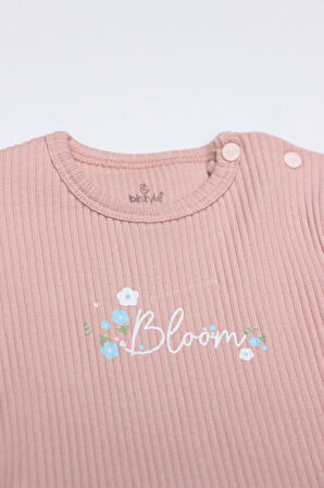 Bistyle Flying Bloom White Yarım Kol 2'Li Body 17118 Ekru Gül Kurusu