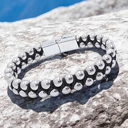  FM Hematit Ve Çelik Halatlı Erkek Bileklik 31832B18D1 