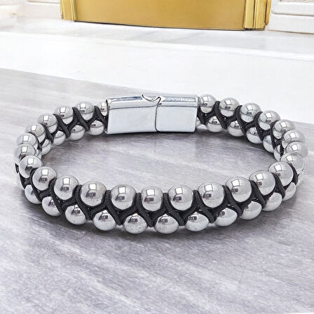  FM Hematit Ve Çelik Halatlı Erkek Bileklik 31832B18D1 