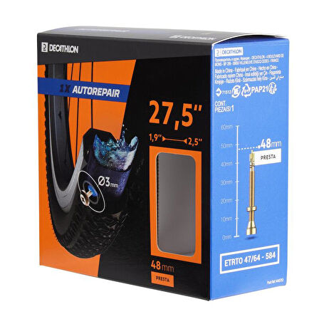 27,5 × 1,90/2,50 - 48 mm İç Lastik Presta Valf Uyumlu