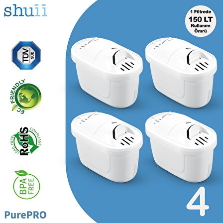 PurePro I Su Arıtma Sürahi Filtresi (4 Adet Filtre ) I Jugg ve Brita Maxtra+ Pro ile Uyumlu