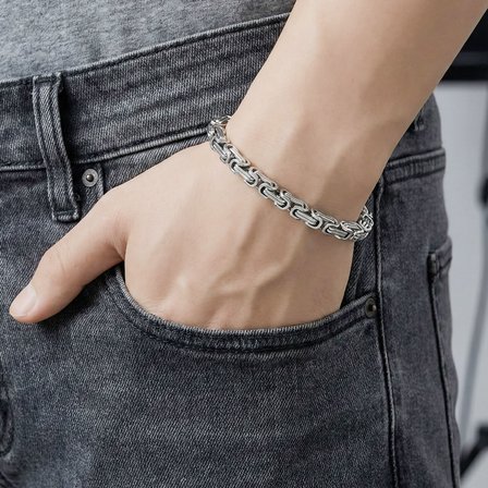 💎 Premium Kral Çelik Zincir Bileklik 5mm 3183CZB2D4 - 20 cm - Siyah Renk