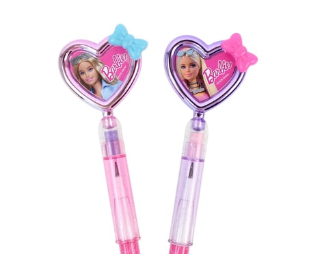  BakGelAl Barbie Lisanslı Silgili Geçmeli Kalem – Kalp Başlıklı Figürlü Çocuk Okul Kalemi