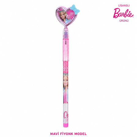  BakGelAl Barbie Lisanslı Silgili Geçmeli Kalem – Kalp Başlıklı Figürlü Çocuk Okul Kalemi