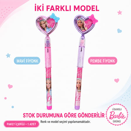  BakGelAl Barbie Lisanslı Silgili Geçmeli Kalem – Kalp Başlıklı Figürlü Çocuk Okul Kalemi