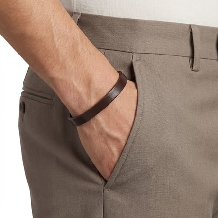 💎 Premium  Kahverengi PU Deri Zamak Erkek Bileklik 31833B16D1 - 21 cm