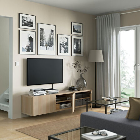 Tv sehpası, ağartılmış meşe görünümlü, 180x42x38 cm, LAPPVIKEN
