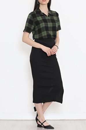 Yırtmaçlı Kaşkorse Etek  Siyah - 108001.1567.