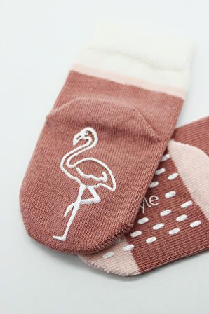 Bistyle Hayvan Figür Kaymaz Kız Soket Çorap 2'Li BS10120 Pudra