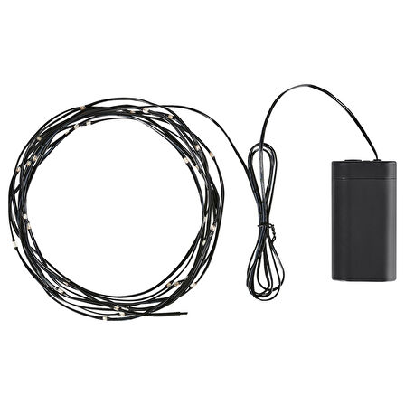 Aydınlatma zinciri, siyah, 5.5 m, pilli