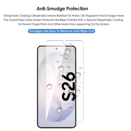 Samsung Galaxy S26 ile Uyumlu Ekran Koruyucu Şeffaf Temperli Kırılmaz Cam Ekran Koruyucu 3 Adet