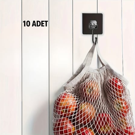BakGelAl 10 Adet Güçlü Yapışkanlı Duvar Askısı Siyah Duvar Dolap Kapı Askı Aparatı