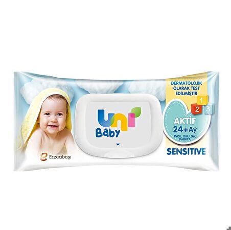 Uni Baby Aktif Sensitive Bebek Islak Mendil 24+ Ay 52 Adet