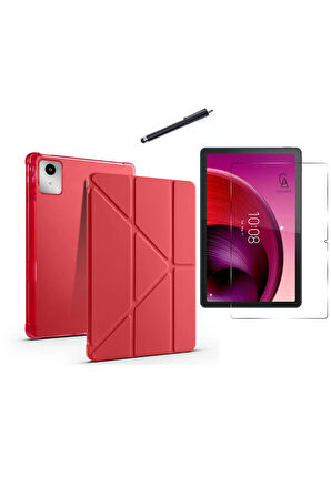 Lenovo Tab K11 TB-330FU 11 Inç Uyumlu Tri Fold Kalemlikli Tablet Kılıfı Ekran Koruyucu Kalem Seti