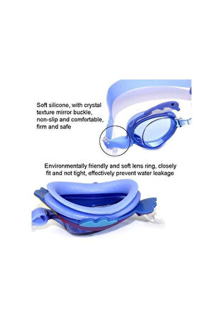 BERMUDA Karikatür Su Geçirmez Anti-Sis Yüksek Çözünürlüklü Çocuk Yüzme Gözlükleri Mavi Yunus